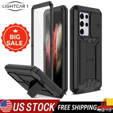Shockproof Armor Glass Case Metal Stand Heavy Duty Cover For Samsung S21 Ultra
