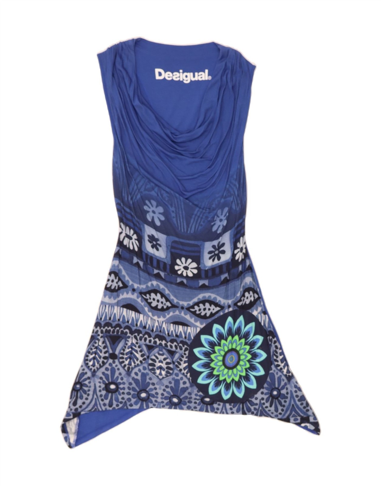 DESIGUAL Womens Sleeveless Asymmetric Tunic Dress UK 12 Medium