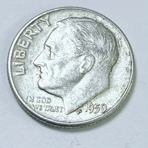 1959 D Roosevelt 10c Dime 90% Silver Circulated Coin #7827