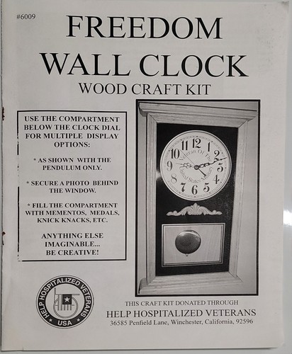 Vtg DIY Wood Craft Freedom Wall Clock Kit 6009 US Military Veterans
