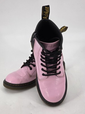 DR DOC MARTENS Girls Pink Boots Shoe 1460 J Patent Leather Youth Sz 3 US