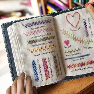 Ultimate Embroidery Learning Book, Stitch Book + 28 pc Sewing Kit