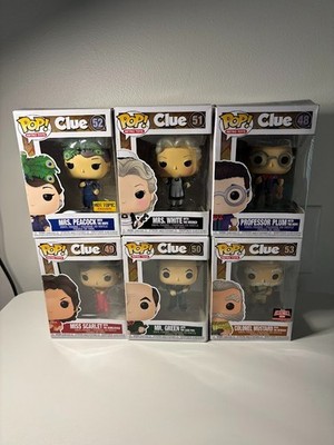CLUE Funko Set Miss Scarlet Miss White Colonel Mustard Professor Plum Mr. Green