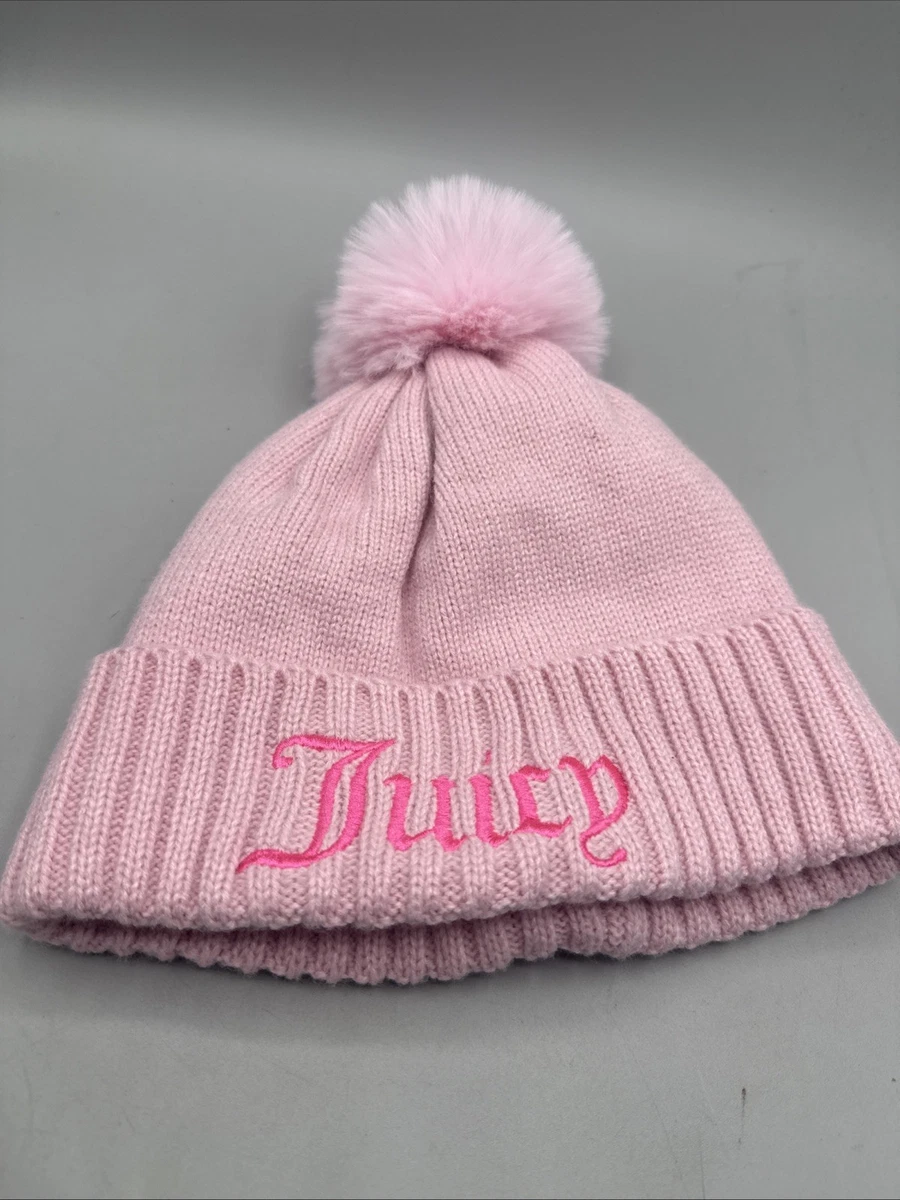 Juicy couture Pink Knit Hat Pom Pom cupcake couture merino wool ribbed sleeping Juicy Couture Cap, Pastel Hat, Knit Hat, Designer Beanie  main image 2