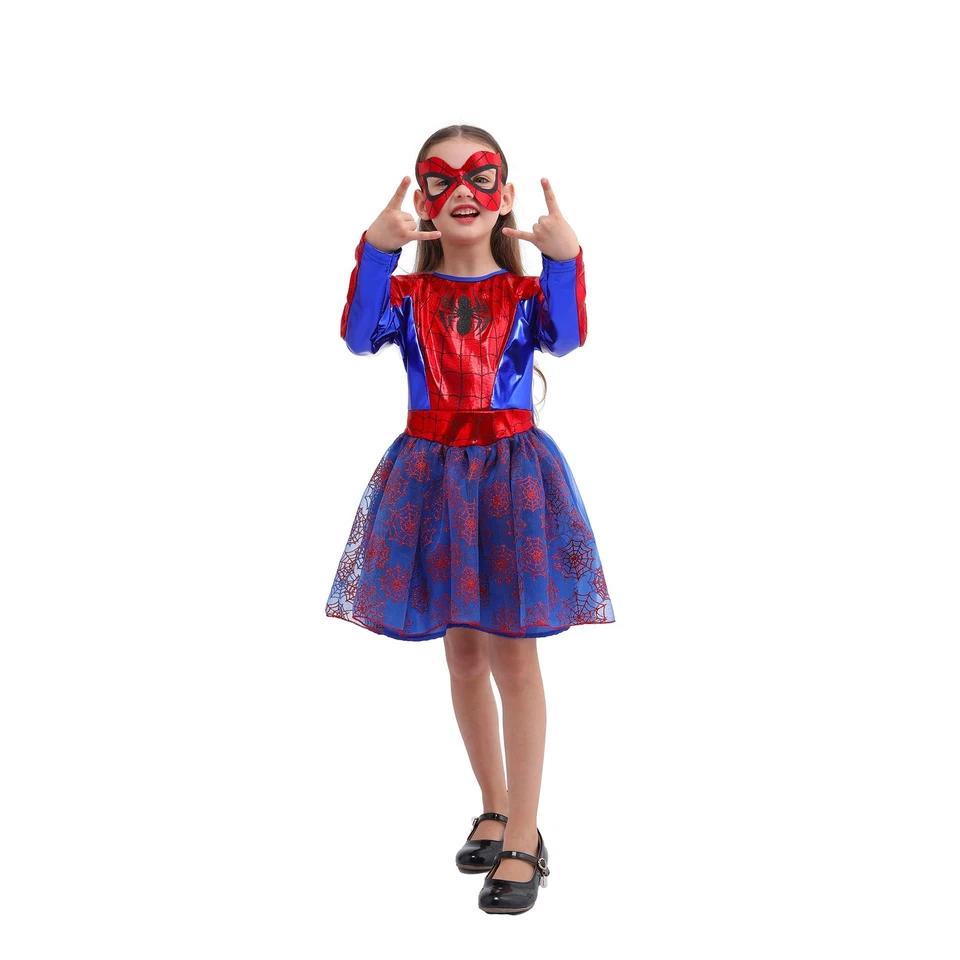 Fille araignée fantaisie dress up costume avec masque pour les yeux 3-4 ans - Photo 1/2