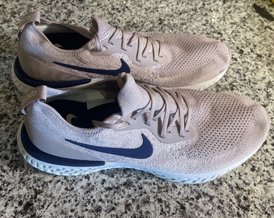 Nike Epic React Flyknit Men's Size 12.5 D Running Shoes Taupe Blue!