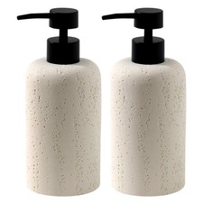 Soap Dispenser 400mL 13.5 oz 2 Pack, Hand Dish Lotion Shampoo Pump, Travertine