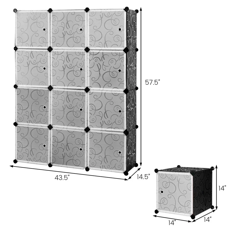 Organizador de armazenamento cubo prateleiras resistentes 12 prateleiras cubos rack estante modular - Imagem 2 de 4