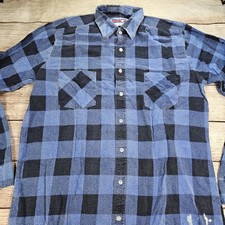 Vtg American Edition Men's Flannel Plaid Shirt USA Made Size Med Tall Distressed