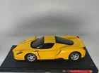 Vintage Hot Wheels 2002 Yellow Enzo Ferrari, 1:18 Diecast With Stand