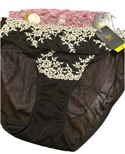 Wacoal embrace lace Panty medium Hi Cut Brief Black And Pink 2 Pairs