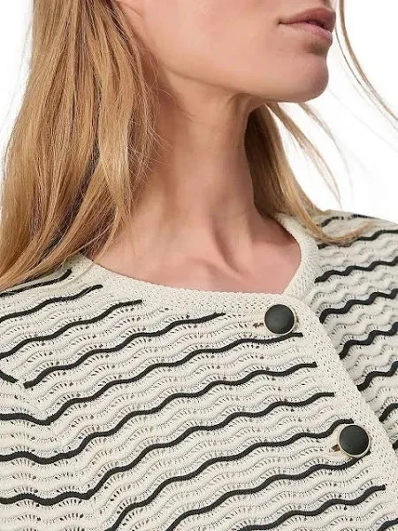 NEW Rag & Bone Elisa Wavy Striped Cardigan Cream Black  SIZE M/100%AUTHENTIC - Image 3 of 4