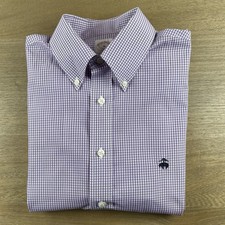 Brooks Brothers Men  s Medium M Gingham Check Oxford Cotton Button Down Shirt