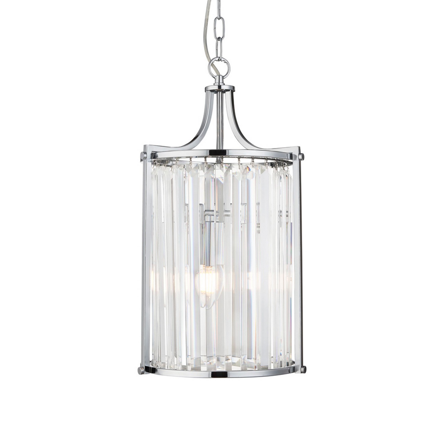 2 Lights Chrome Finish Ceiling Fitting Pendant Light With Clear Crystal Glass