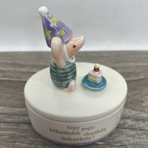 Disney Piglet Winnie the Pooh Christmas Trinket Jewelry Box Michel Figurine