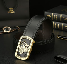 Versace Black Leather Belt with Gold Medusa Buckle – Premium Men’s Designer Acce