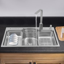 K&uuml;che Waschbecken mit Wasserhahn,Edelstahl sp&uuml;lbecken 78*22*48cm Waschbecken