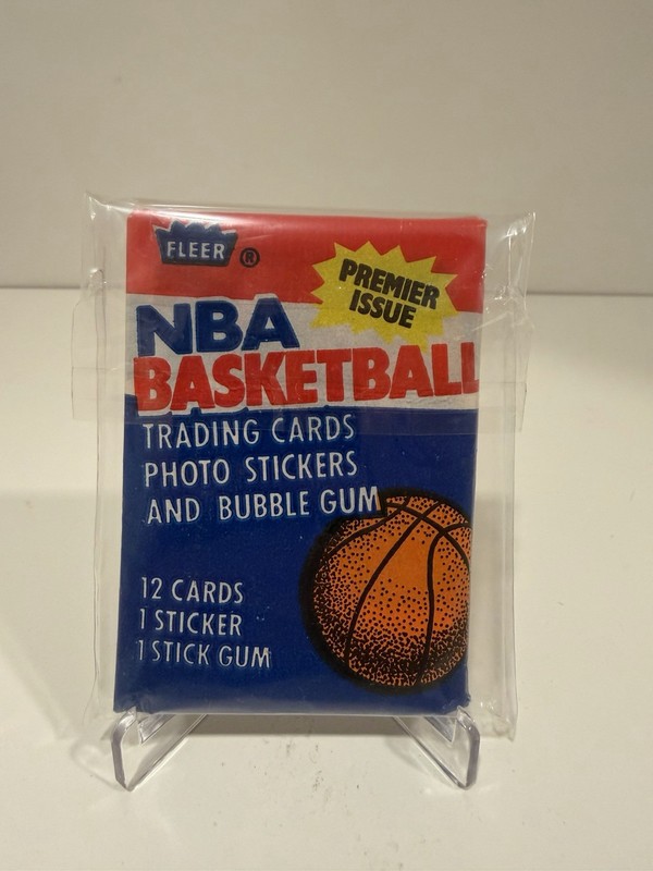 1986 Fleer Basketball Wax Pack Manute Bol Front Hakeem Olajuwon Sticker NBA