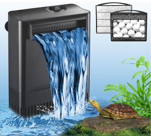 290GPH Filtre à réservoir de tortue Filtre à aquarium réglable 20-75 Gal 3-Stage Cascade