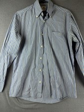 Lacoste Shirt 38 Blue White Casual Button Down Preppy Striped Dress Cotton M