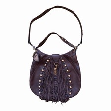 Borsa Gucci marrone pitone pelle di serpente frange borchie babouska hobo AS-IS