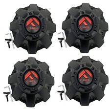 Fuel Matte Black Red Emblem Wheel Center Cap Set of 4
