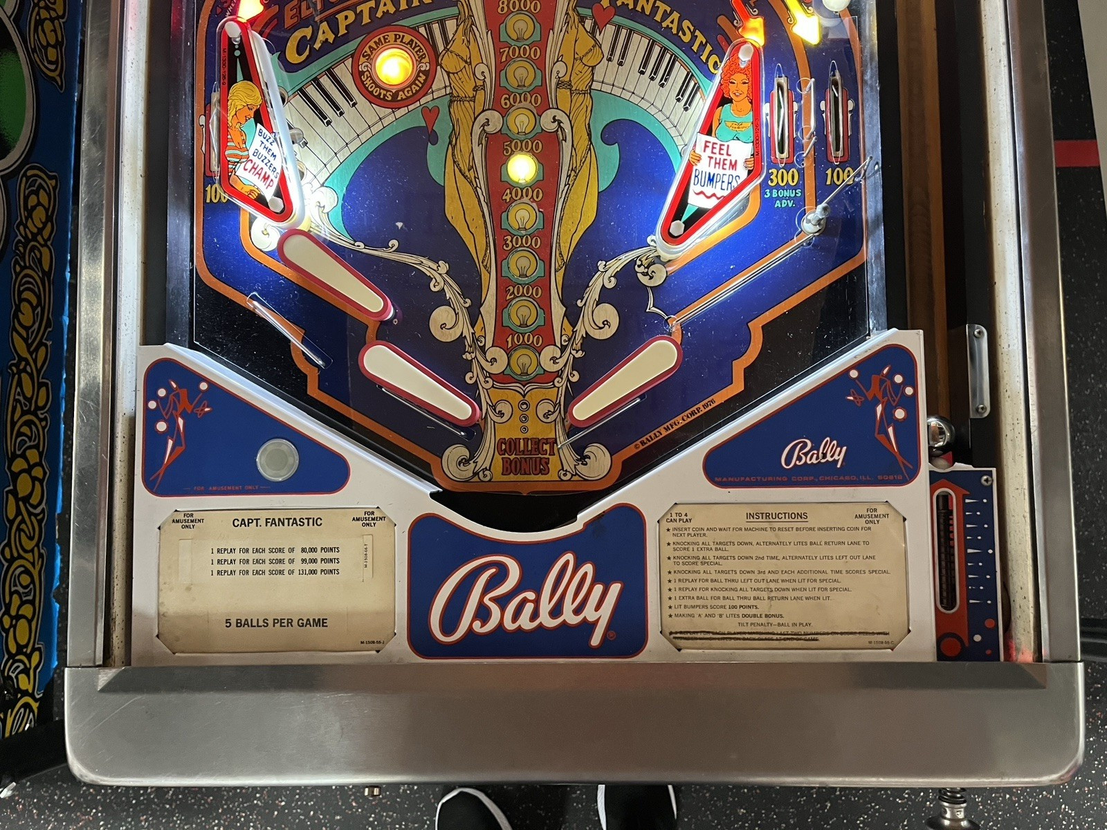1976 CAPTAIN FANTASTIC AND THE BROWN DIRT COWBOY PINBALL MACHINE FULLY REFURBISH