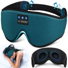 Sleep Mask with Bluetooth Headphones,LC-dolida 1 Count Pack of 1 , Blue