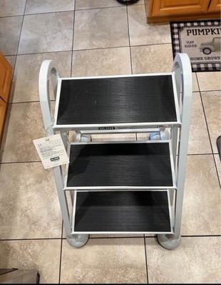 LIGHTLY USED ULINE H-969 Rolling Step Ladder - 3 Steps In gray