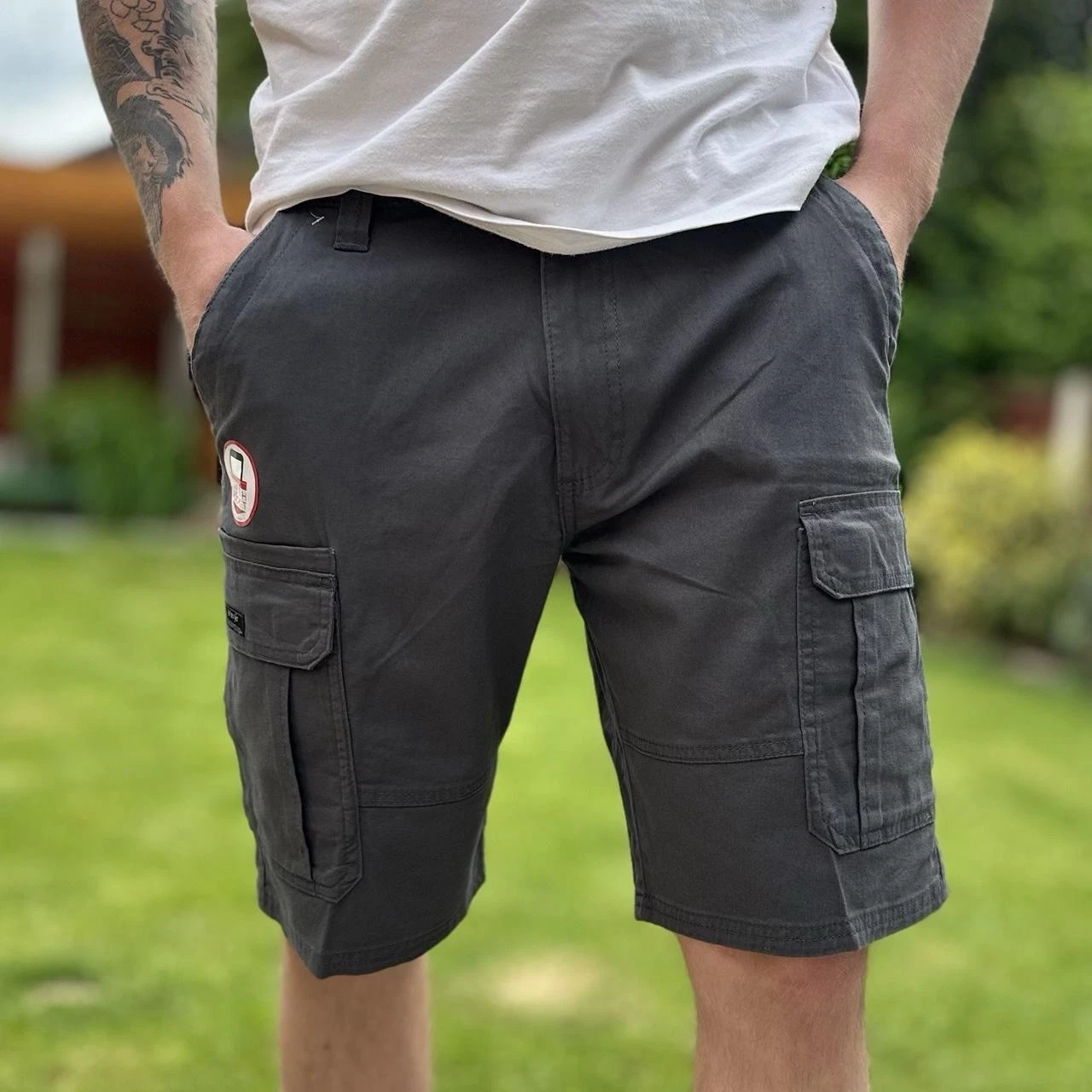 Wrangler Grey Cargo Shorts Waist 38" Men's Festival Utility Shorts Workwear