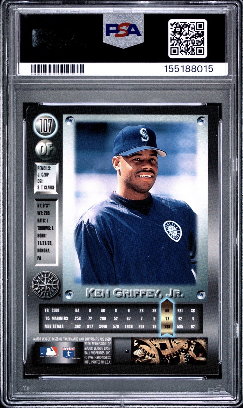 1996 Fleer Metal Universe Ken Griffey Jr. #107 PSA Graded Seattle Mariners view 2