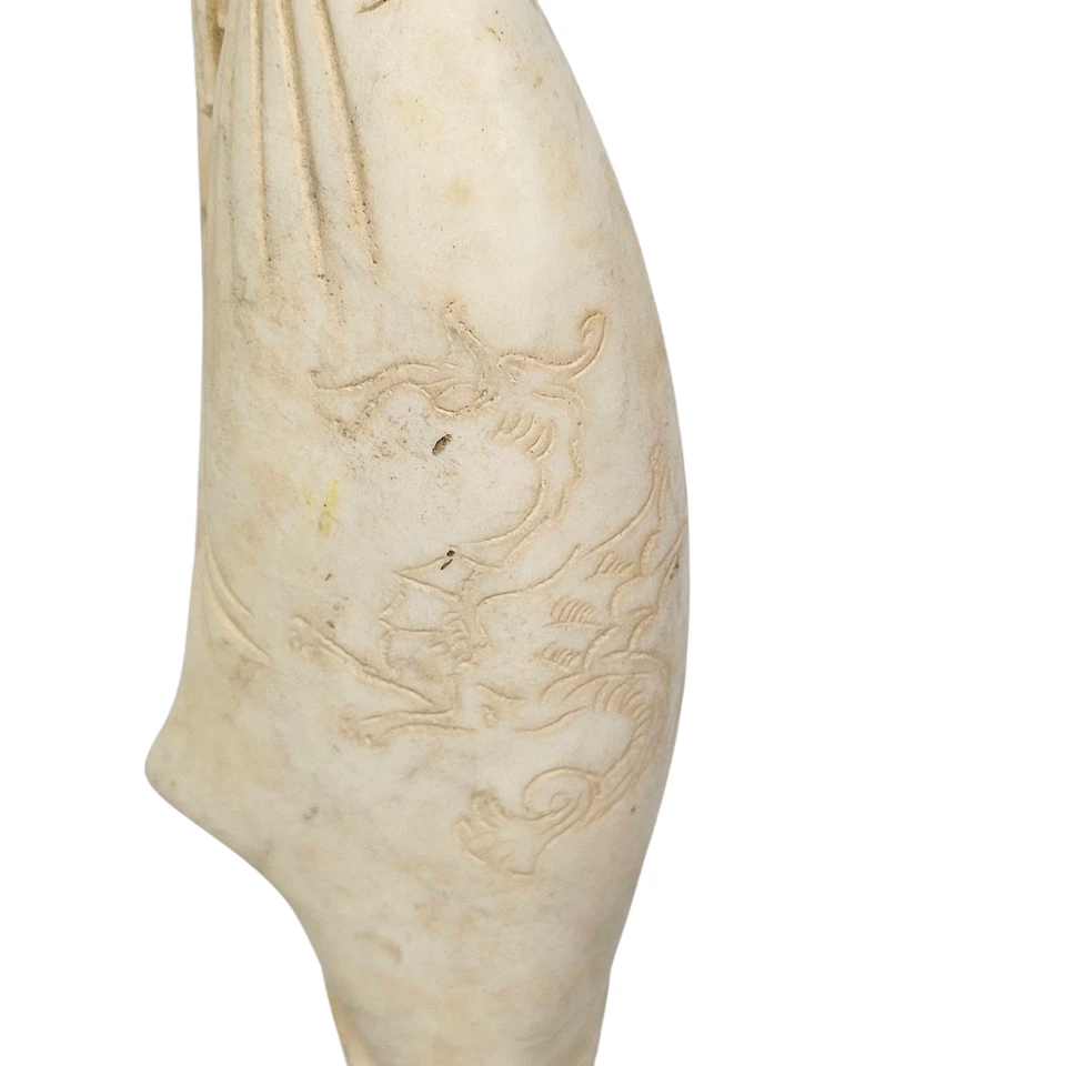 Scultura Orientale Donna Drago Resina Porcellanizzata XX Secolo Vintage Statua - Immagine 4 di 4
