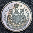 1966 Silver Canadian Half Dollar STUNNING TONING Old Glory C&C Daily 1c Auction!