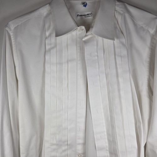 Fumagalli's Uomo Mens 16.5 x 34/35 White Cotton Tuxedo Pleated Bib Dress Shirt