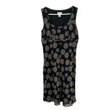Ann Taylor Loft Dress Womens Size 8 Black Beige Floral Midi Sleeveless Lace