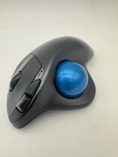 Logitech M570 Wireless Ergonomic Trackball Mouse Dark Gray  Blue Ball No Dongle