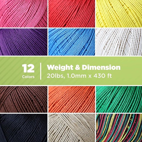 Cordel de cáñamo natural de 20 lb - Cordel de alta resistencia a la tracción de 1 mm delgado para hágalo usted mismo, 430 pies - Imagen 3 de 21