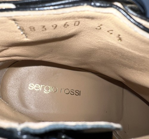 Sergio Rossi Women's Black Leather SR Logo Buckled Ankle Booties Size EU 34.5 - Picture 7 of 12