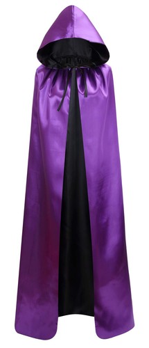 Unisex Reversible Hooded Cloak Cape for Christmas Halloween Party Vampires Co... - Picture 3 of 7
