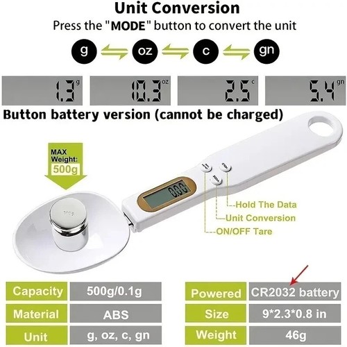 Digitaler Messlöffel mit LCD-Display, Küche Lebensmittel Waage 0,1-500g - Bild 26 von 63