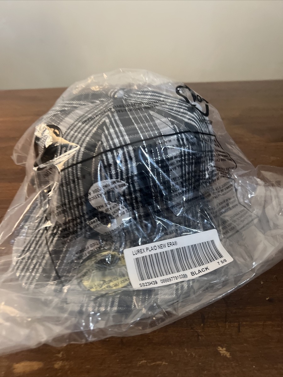 Supreme Metallic Plaid S Logo New Era Hat/ Black Size 7 5/8 (SS23 