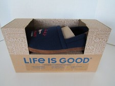 Mens Life is Good Sunday Funday Slipper Navy 12 New