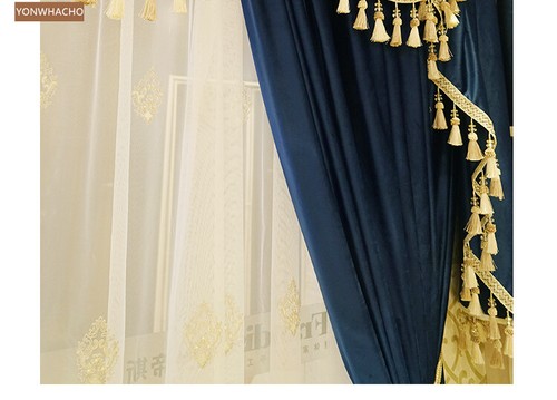 new navy blue simple European thick velvet cloth blackout curtain valance B773* - Bild 6 von 12