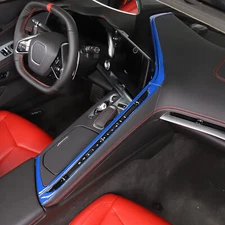 Blue Carbon Fiber Center Console Strip Trim Sticker Fits Corvette C8 2020-2025