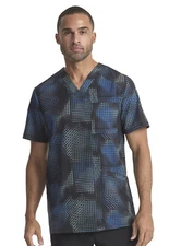 Gradient Grid Cherokee Scrubs Infinity Mens V Neck Top CK920 GRGI