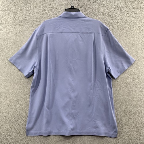 Nat Nast 100% Silk Golfer Shirt Mens XL Blue Embroidered Short Sleeve Button Up - Picture 12 of 15