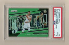 GIANNIS ANTETOKOUNMPO 2018-19 PANINI PRIZM GET HYPED GREEN PRIZM SP PSA 9 BUCKS