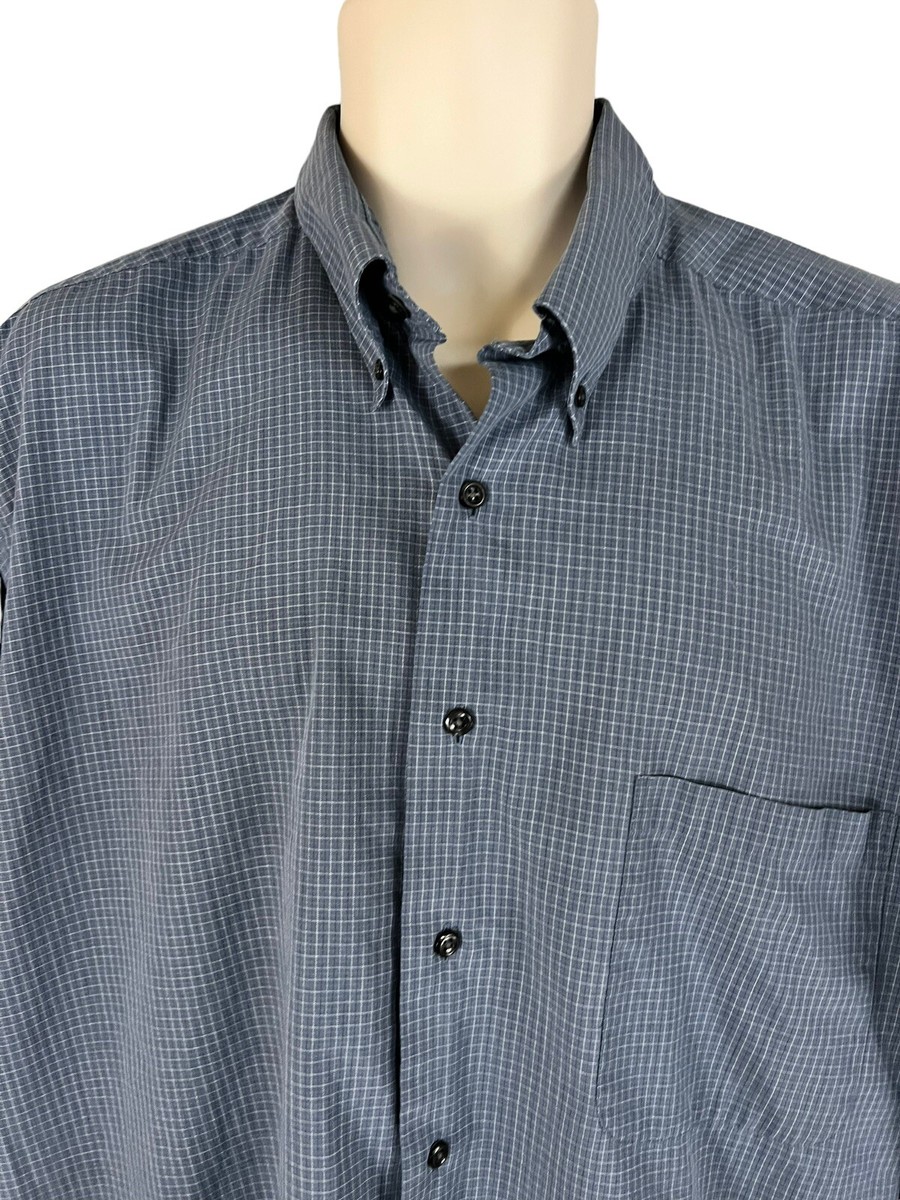 ARROW WORK PLAY MEN'S SIZE XL 17 17 1/2 BLUE CHECK LONG