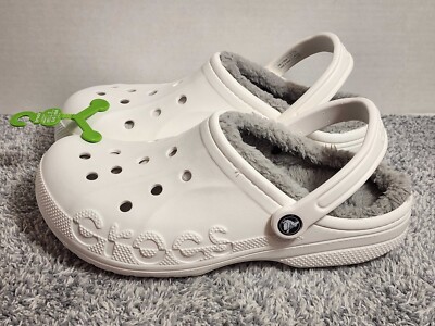 Crocs Baya Lined Clogs White Size Women's 11 Men's Slip On Faux Fur Fuzzy  NEW