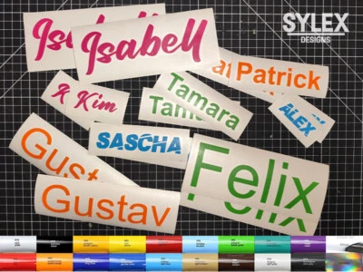 SYLEXDESIGNS Namenschilder Vorname 2x Aufkleber Individuell Personalisiert Auto 5-15cm